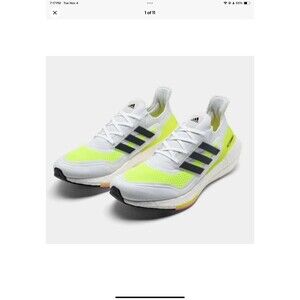 Adidas Ultraboost 21 Men's Size 12 S. Sneakers White/Black/Solar Yellow Colorway